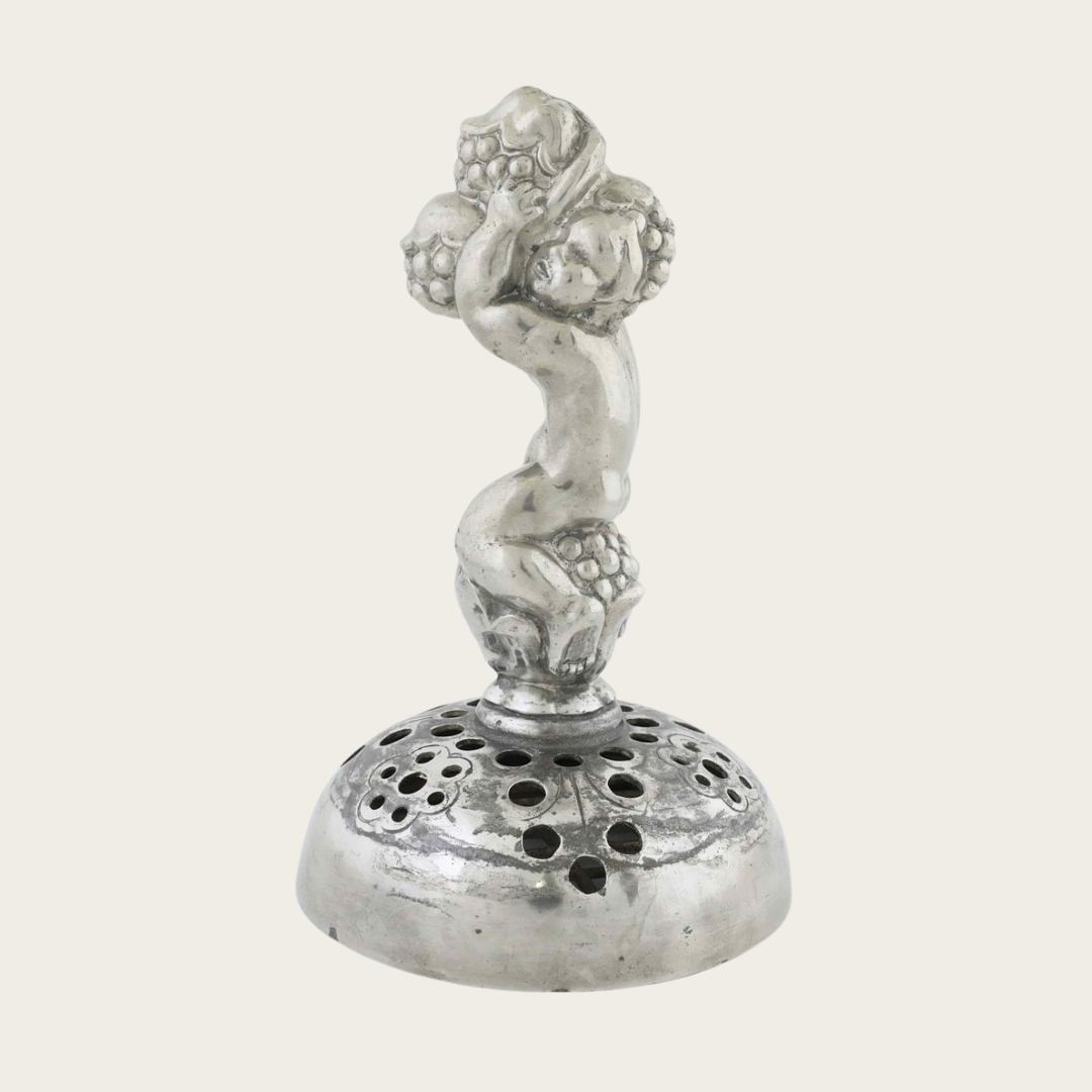 Art Deco Pewter Sculpture and Stem Vase / Flower Frog by Just Andersen, Model 841