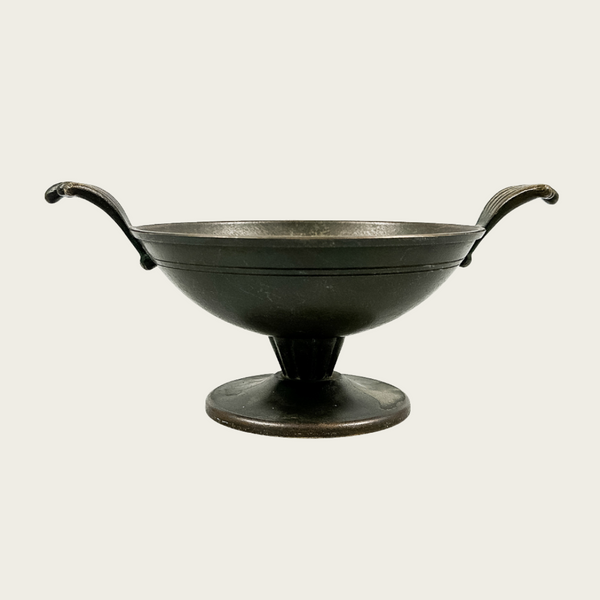 Art Deco Bronze Footed Bowl with Decorative Hangers, Ystad Brons