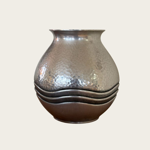 1940s Hammered Aluminum Vase by Rene Delavan