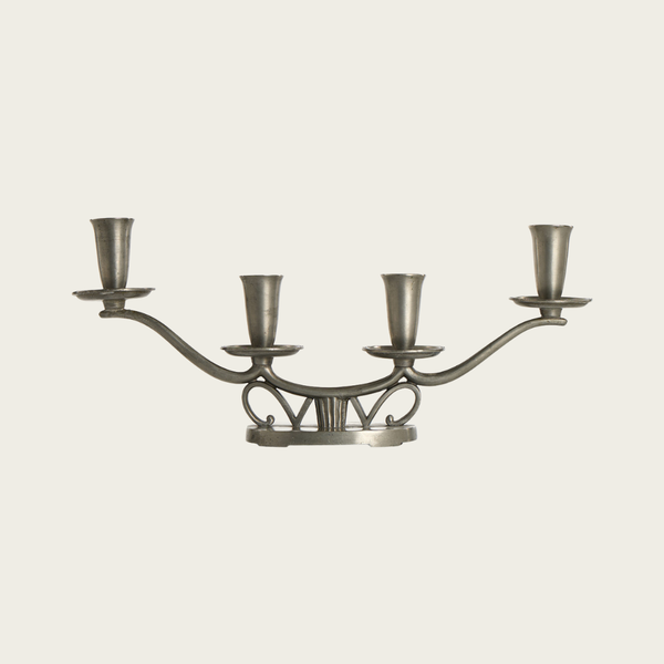 1938 Swedish Pewter Candelabra by Edvin Ollers for GAB Tenn