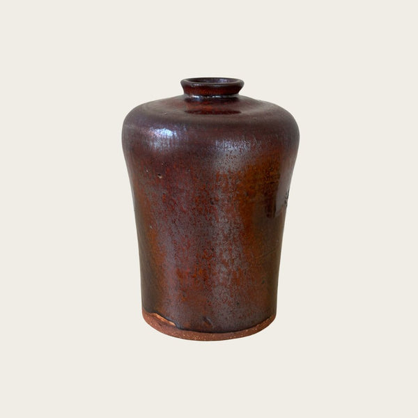 Japanese Modernist Ceramic Vase with Gunmetal Glaze