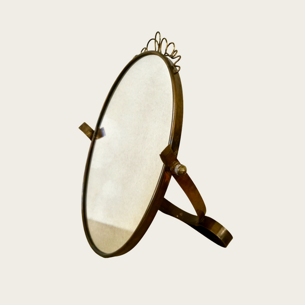 Italian Brass Table Mirror in the Manner of Gio Ponti