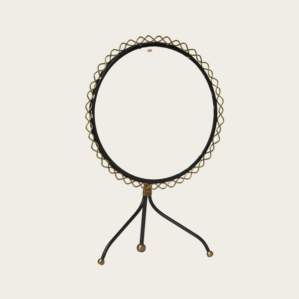 1950's Wrought Iron and Brass Table Mirror by Hans-Agne Jakobbson