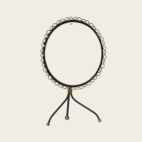 1950's Wrought Iron and Brass Table Mirror by Hans-Agne Jakobbson