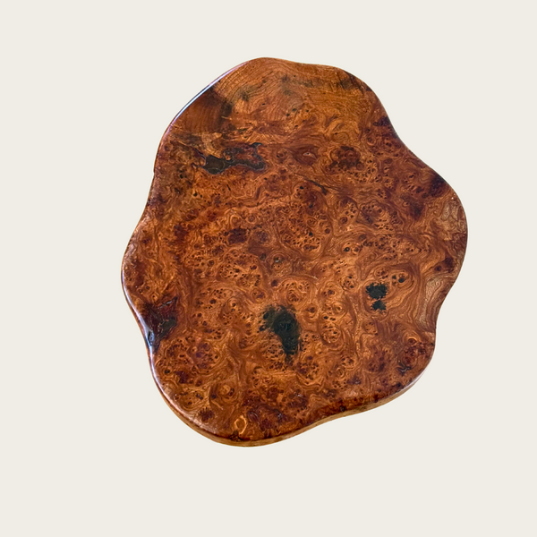 Solid Burl Wood Foot Stool with Rounded Legs