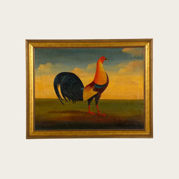 19th Century Folk Art Painting of a Rooster