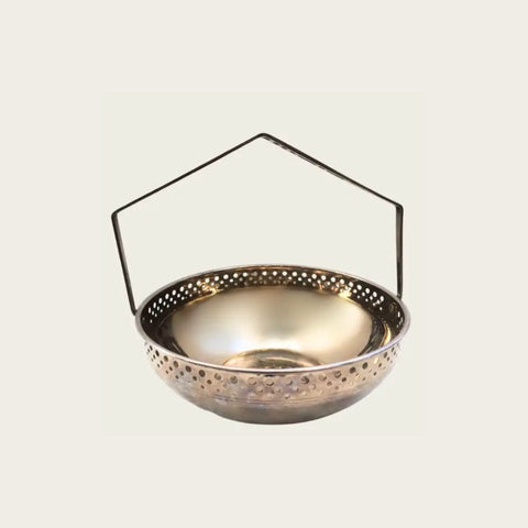Silverplated Secessionist Bowl with Geometric Handle and Perforations by WMF Jugendstil