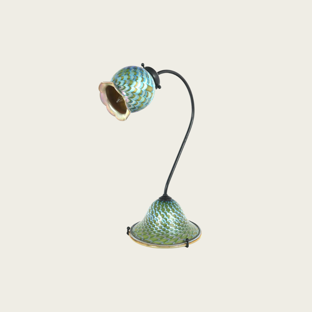 1970's Art Nouveau Style Glass Table Lamp