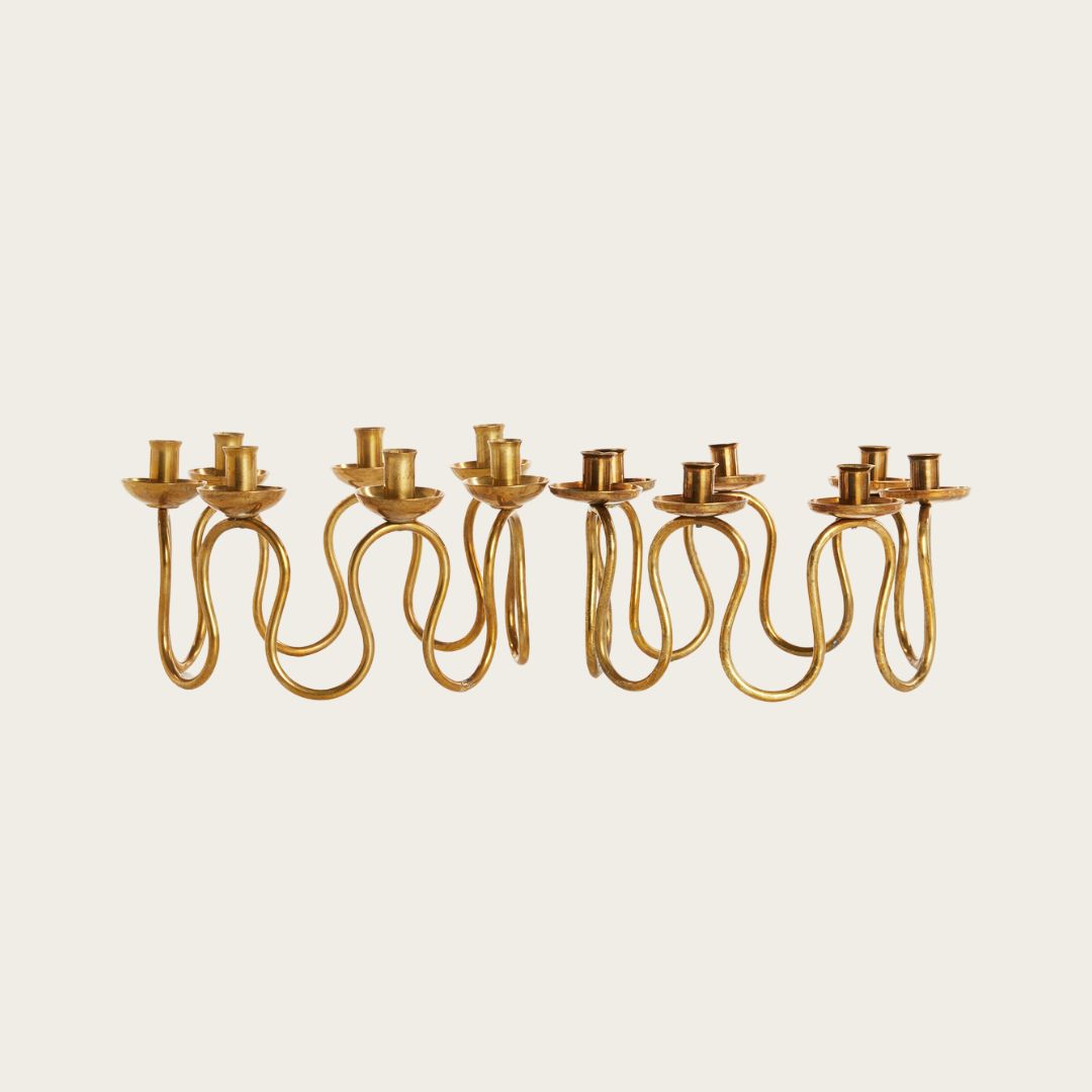 Lars Holmström Brass Small Spiral Candelabra