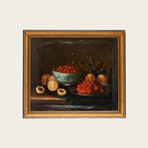 Early 20th Century Still Life of Cherries and Stonefruit