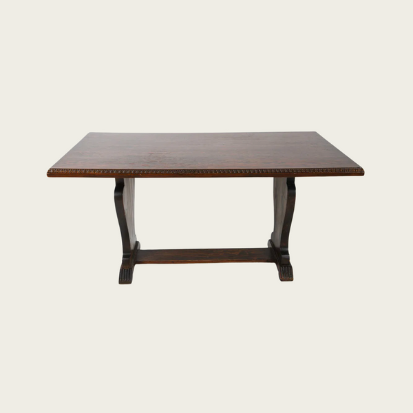 1940s Swedish Art Deco Pine Trestle Dining Table