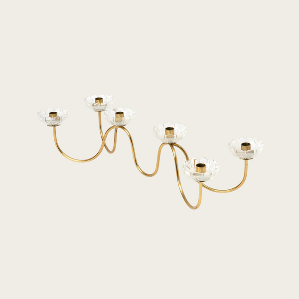 1950s Brass and Glass Candelabra by Gunnar Ander for Ystad Metal