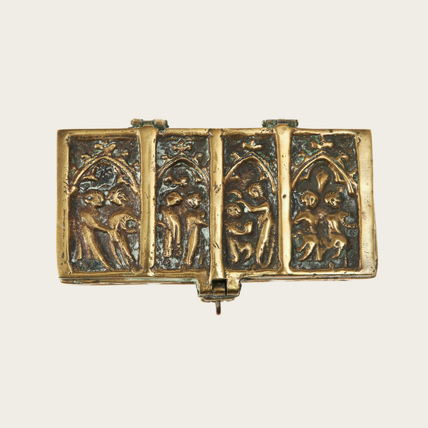 1950s Patinated Brass Relief Box