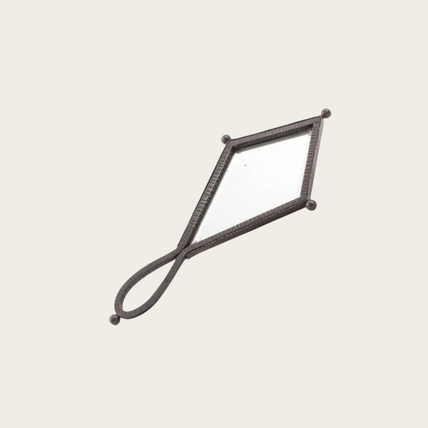 French Art Deco Wrought Iron Hand Mirror