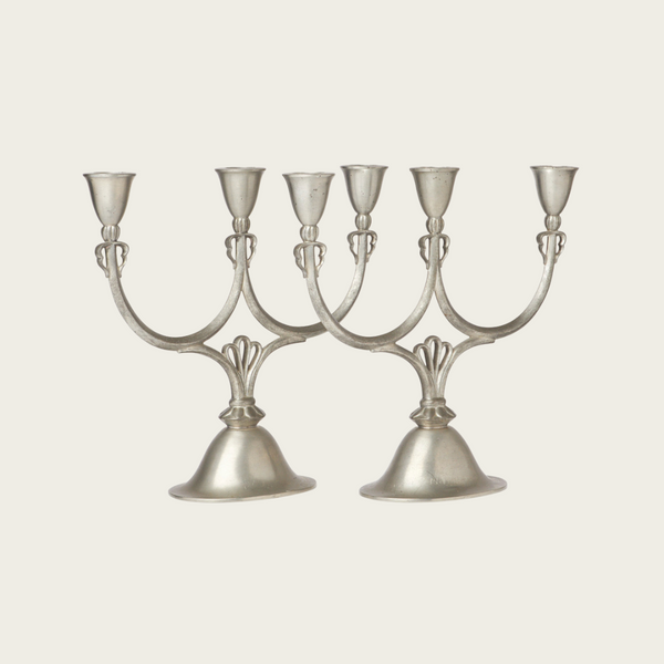 Pair of 1930s Swedish Grace Pewter Candlesticks by Just Andersen