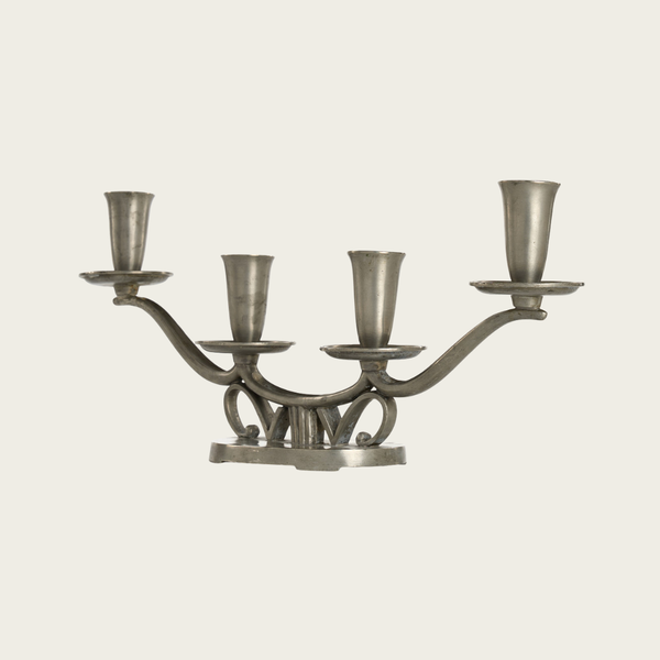 1938 Swedish Pewter Candelabra by Edvin Ollers for GAB Tenn