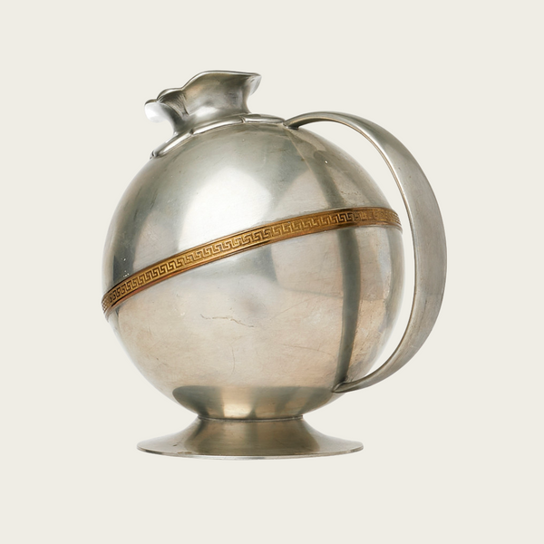 1930s Art Deco Swedish Polished Pewter Handled Vase/Jug by JL Hultman for Svenskt Tenn