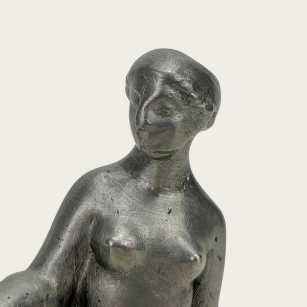 Solid Pewter Sculpture of Roman-Grecan Nude Woman