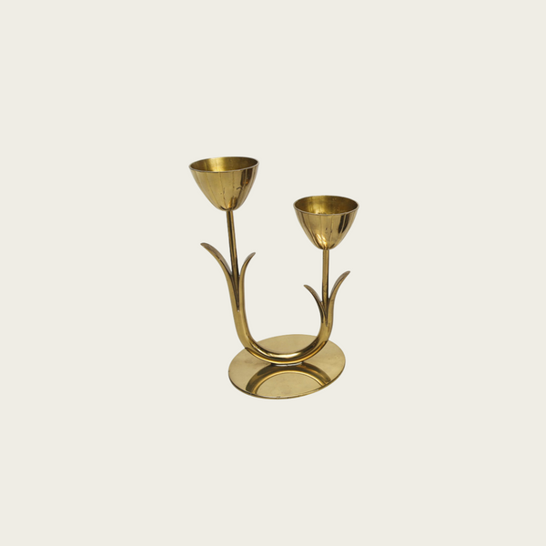 1950s Brass Tulip Candle Holders by Gunnar Ander for Ystad Metall