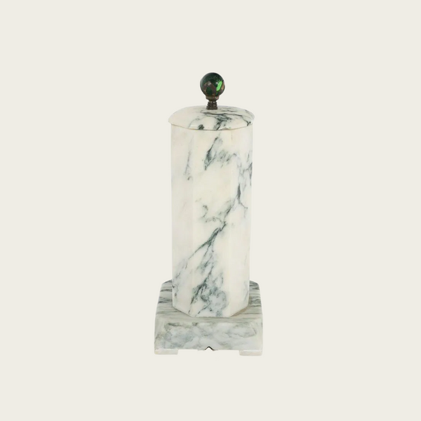 Solid Marble Lamp with Green Glass Finial