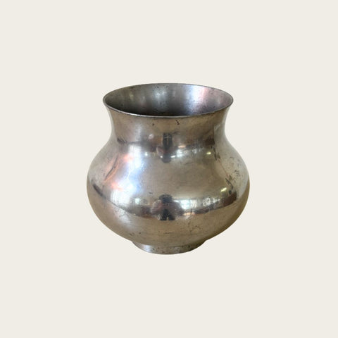 1930s Footed Art Deco Polished Pewter Vase by Nils Fougstedt for Svenskt Tenn