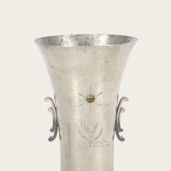 1931 Swedish Art Deco Pewter Vase by JL Hultman for Svenskt Tenn