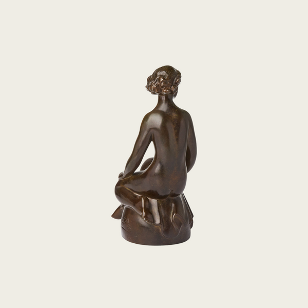 Art Deco Patinated Bronze Sculpture of Seated Woman By Just Andersen (1884 - 1943)