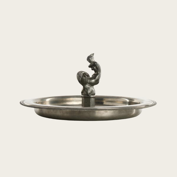 Pewter Dish with Mermaid and Fish Centerpiece