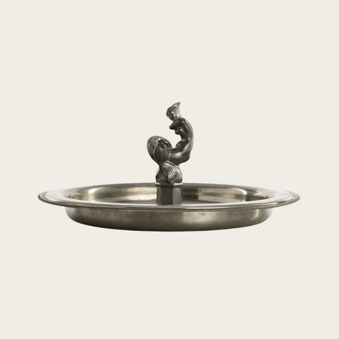 Pewter Dish with Mermaid and Fish Centerpiece