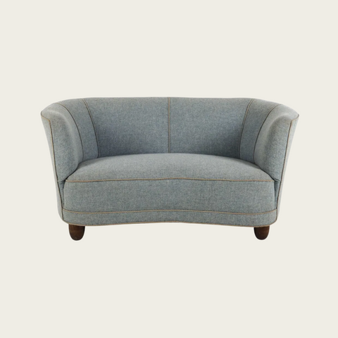 Danish Mid-Century Curved Loveseat, 1940s