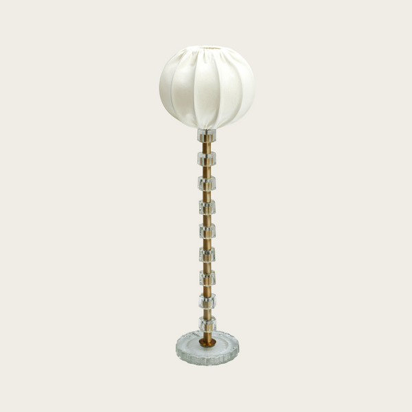 1960's Swedish Glass and Brass Floor Lamp by Carl Fagerlund for Orrefors