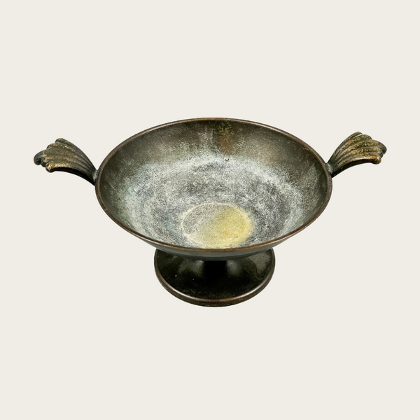 Art Deco Bronze Footed Bowl with Decorative Hangers, Ystad Brons