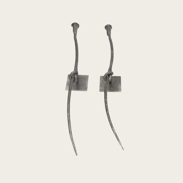 Brutalist Wrought Iron Knotted Wall Candle Sconces
