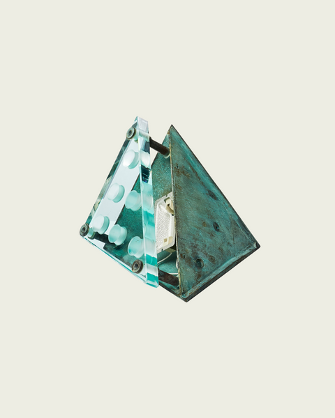 1987 Khoybucky Patinated Brass and Crystal Wall Sconce by Vistosi, Murano