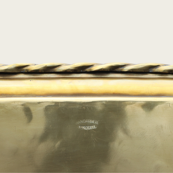 Rectangular Brass Tray with Folded Rope Edge Detail by Pierre Forsell