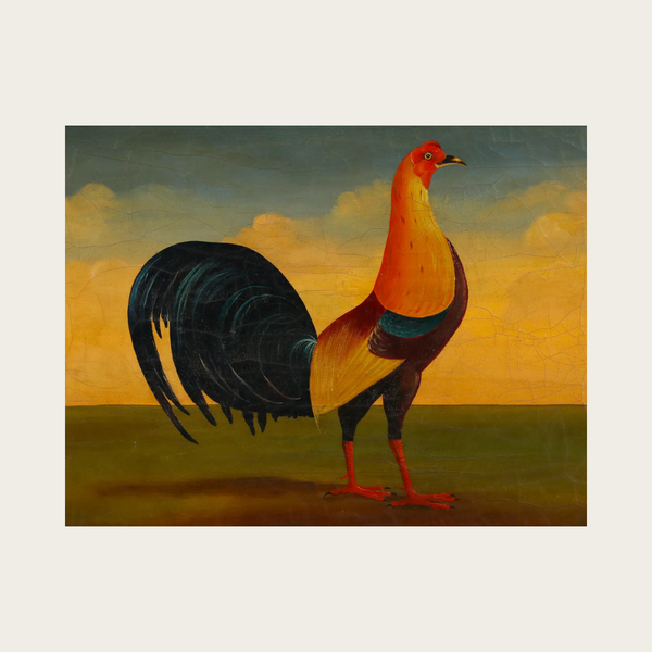19th Century Folk Art Painting of a Rooster