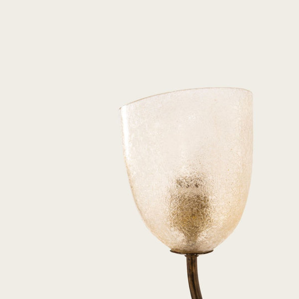 Pair of 1950s Murano Wall Sconces with Sculptural Rose Stem Motif