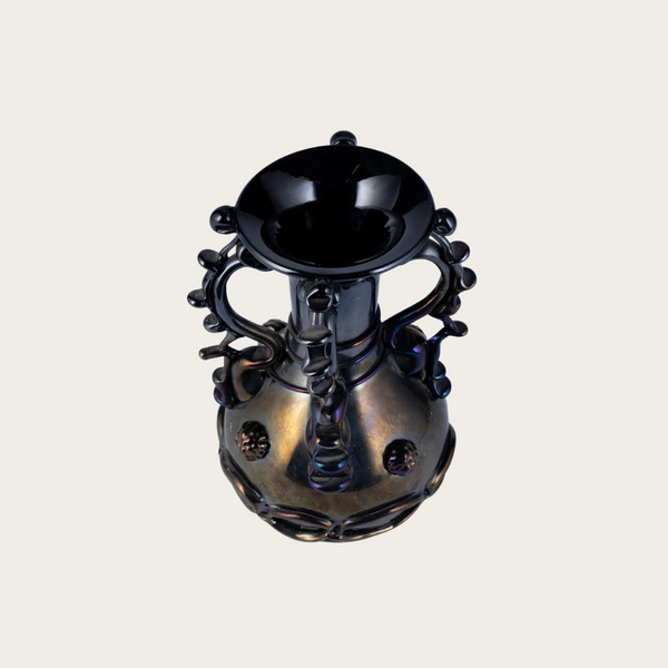 1950s Black Iridescent Murano Glass Vase