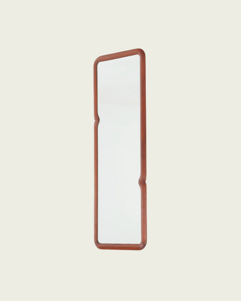 1980s Studio Made Solid Walnut Pinched Mirror by Steven Mackintosh