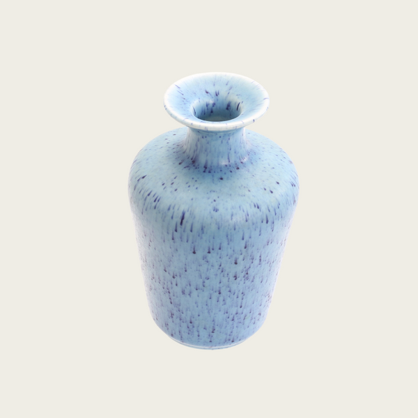 1950s Swedish Gunnar Nylund Baby Blue Speckled Glaze Stoneware Vase