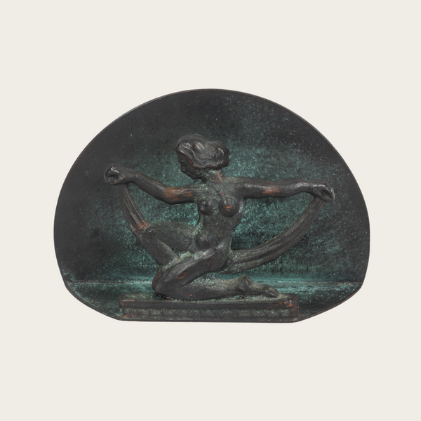 Art Deco Patinated Bronze Sculpture or Letter Stand