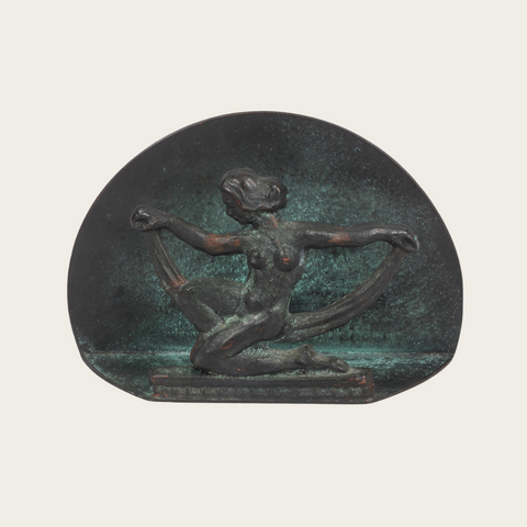 Art Deco Patinated Bronze Sculpture or Letter Stand