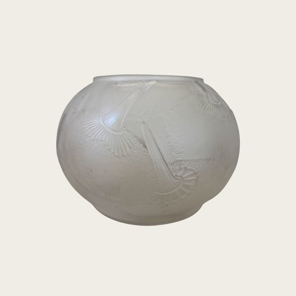 1950s René Lalique Frosted Glass Du Barry Wide Mouth Vessel