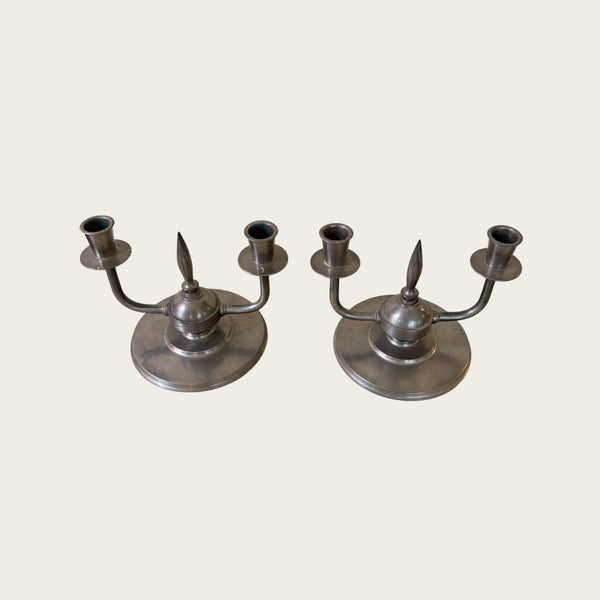 1933 Pair of Pewter Candleholders by J.L Hultman for Svenskt Tenn