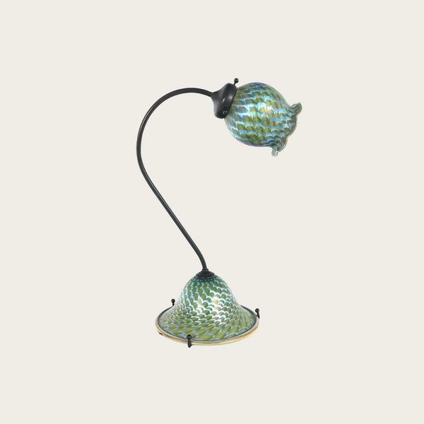 1970's Art Nouveau Style Glass Table Lamp