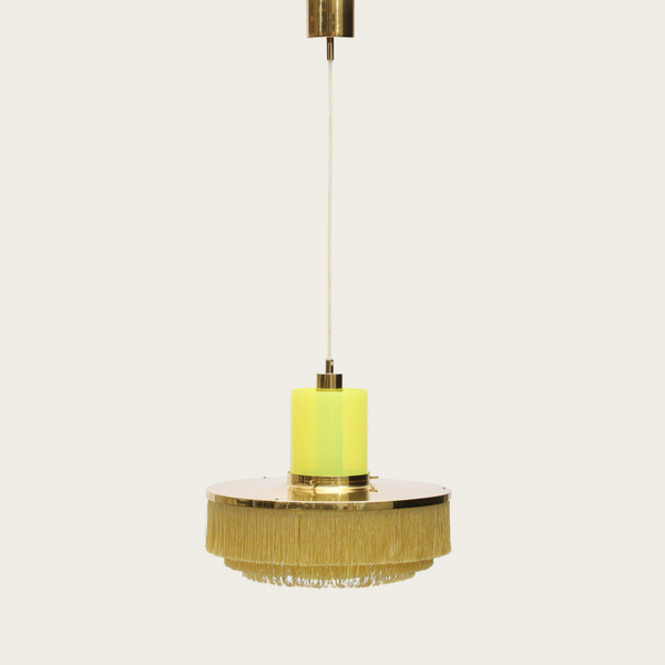 1960/70s Hans-Agne Jakobsson Fringe & Brass Light Fixture
