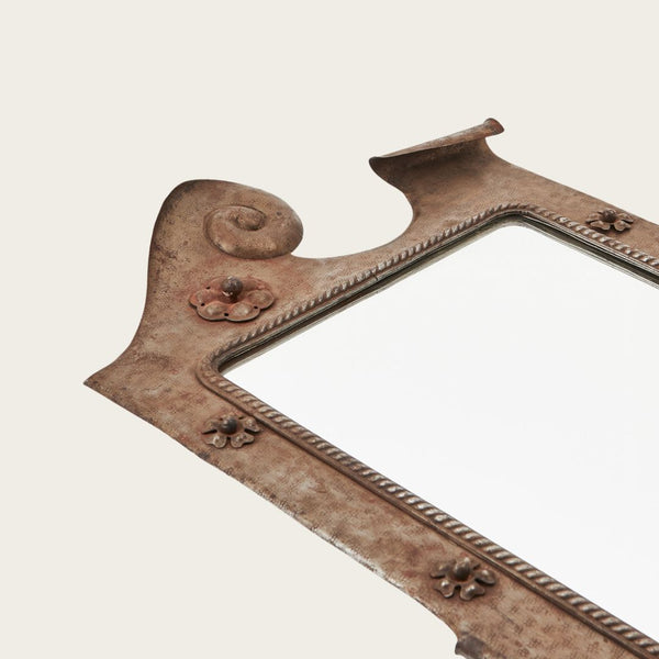 20th Century Sheet Hammered Metal Mirror