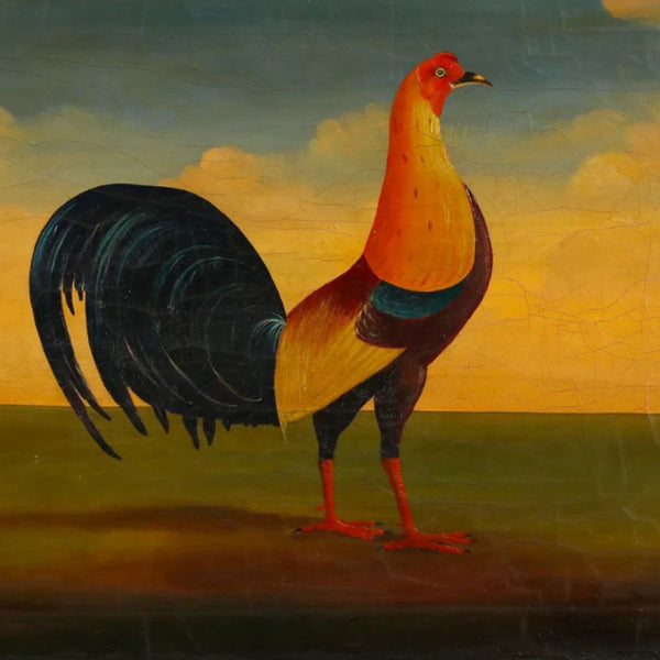 19th Century Folk Art Painting of a Rooster