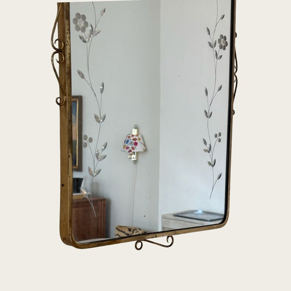 1950s Italian Brass Wall Mirror
