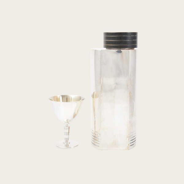 1930s Art Deco Cocktail Shaker and Martini Glass Set by by Folke Arström for GAB Sweden